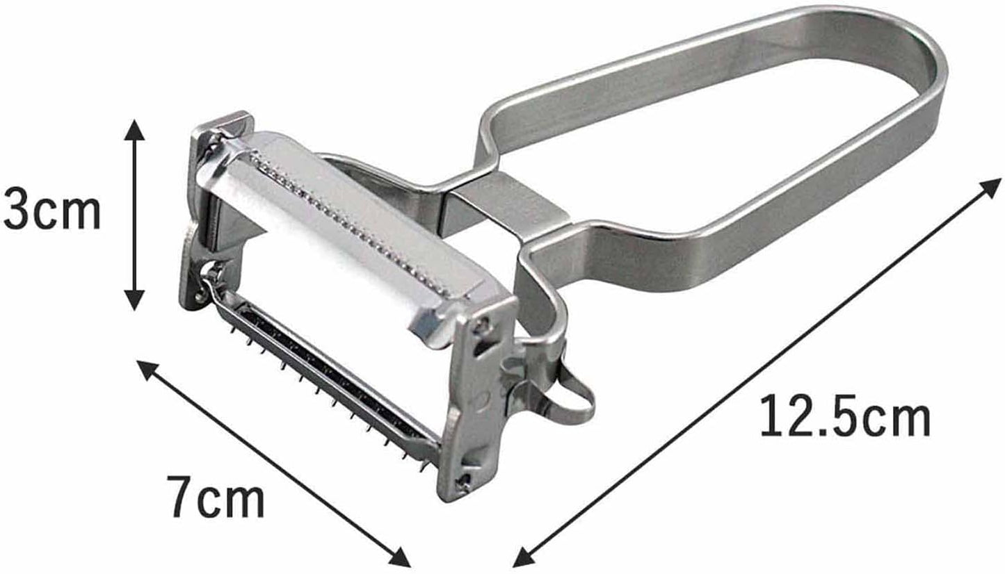 Shimomura Planning 38230 Shredded Peeler, 2-Way (Made in Japan), Dishwasher Safe, Double-Sided Use, Julienne 0.13 inch (3.4 mm), Cut Throws, 0.06 inch (1.6 mm), Uniform Cut, Sharp Sharp, Time-Short,