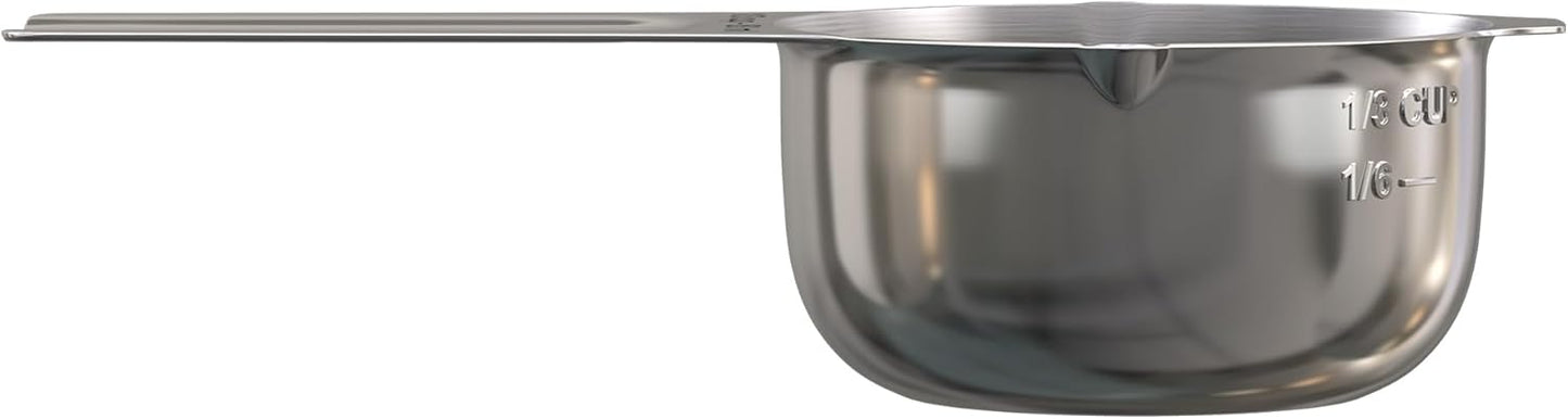Color Up 2 Cup Measuring Cup, 480ml Stainless Steel Metal, Easy-Pour Spouts, Engraved Markings, Flat Base, Dishwasher Safe, for Dry and Liquid Ingredients