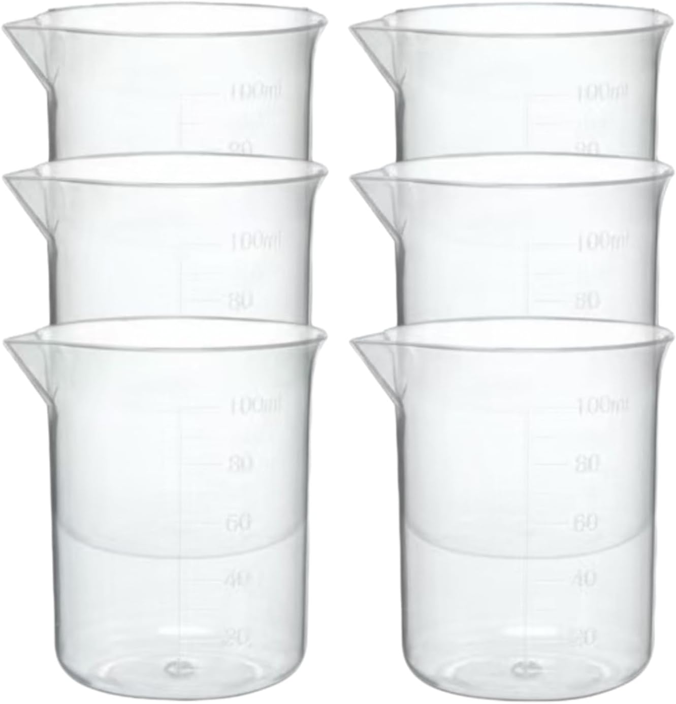 Plastic Measuring Cups, 100ml, Set of 15, for Liquid Measurement and Scientific Experiments