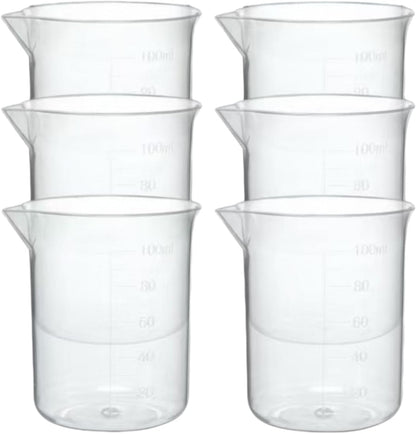 Plastic Measuring Cups, 100ml, Set of 15, for Liquid Measurement and Scientific Experiments