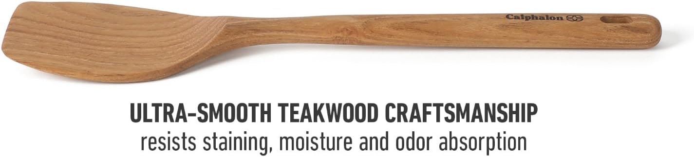 Calphalon Prime Slotted Turner, 13-Inch Teak Wood Slotted Spatula, Wooden Cooking Turner for Nonstick Cookware, Heat-Resistant Moisture-Resistant Kitchen Tool