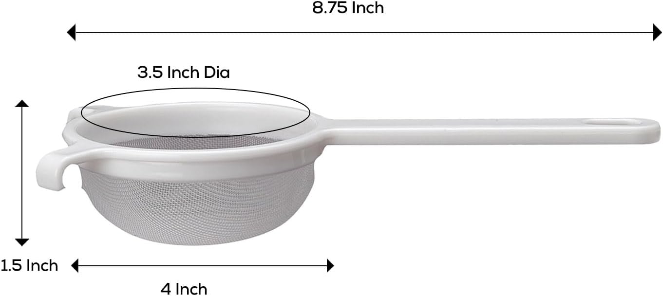 HIC Kitchen Double-Ear Fine Mesh Strainers, BPA Free, Set of 4 Sizes Includes 3, 4, 5.5, and 7-Inch Diameter