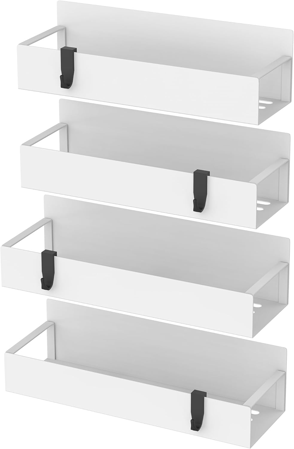 HuggieGems Metal 4 Pack Magnetic Spice Storage Rack Organizer for Refrigerator and Oven, Black Fridge Organizers and Storage, Metal