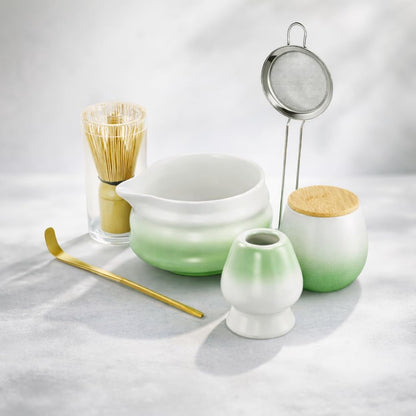 Matcha Whisk Set with Tea Caddy, Pink 8 Pcs Matcha Kit Includes Bowl with Spout, Whisk & Holder, Ceramic Tea Caddy, Bamboo Scoop & Rest, Sifter, Tea Towel, Gift for Tea Lovers