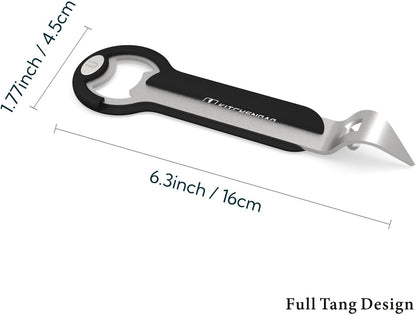 KITCHENDAO Magnetic Bottle and Can Opener for Refrigerator, Stainless Steel Manual Can Punch Opener for Liquid with Cap Catcher, Stick to Fridge for Easy Storage, Can Tapper Church Key with Magnet