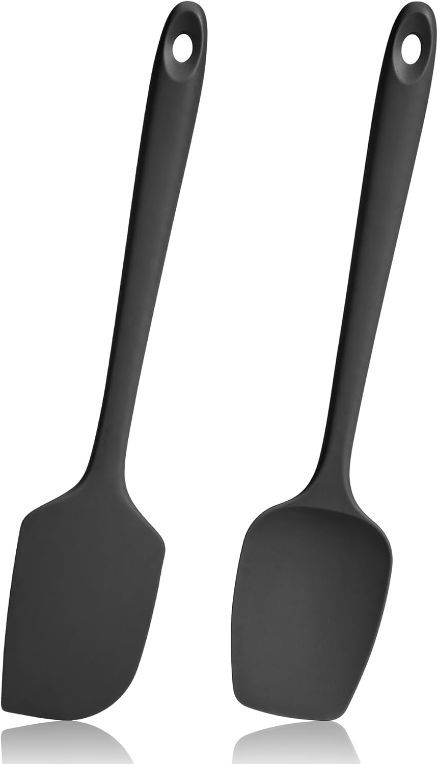 600ºF Heat Resistant Spatulas, High Heat Food Safe Semless Kitchen Silicone Scraper Set for Cooking Baking Mixing Scraping Stirring Nonstick Cookware Pan Bowl (2Pcs,Aqua Sky)