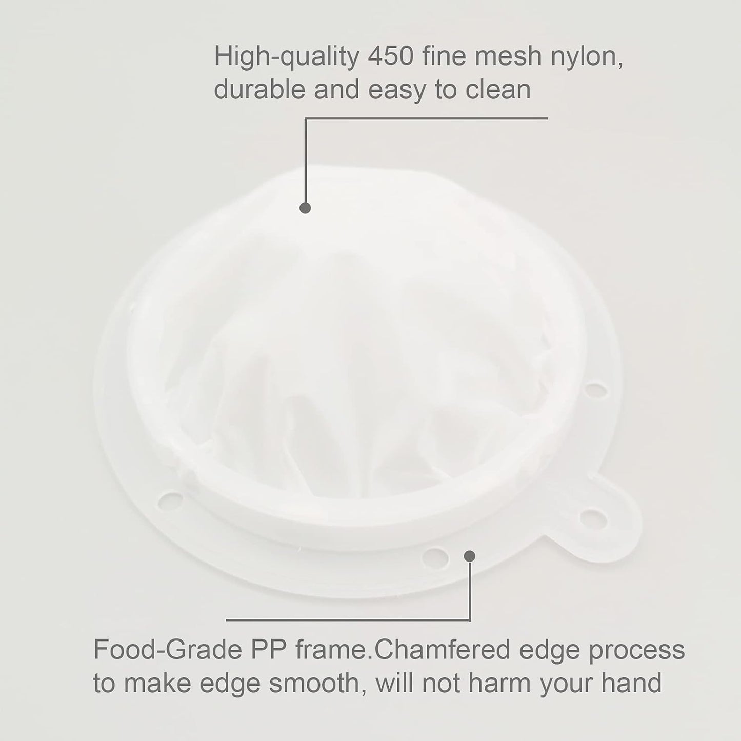 8.4in 80 Mesh Big Nylon Mesh Filter Ultra-Fine Sieve Sediments Strainer PP Frame for Straining Juice,Honey,Tea