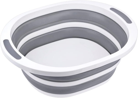 Collapsible Dishpan 7.5L Plastic Sink Dish Basin Cutting Board Foldable Food Tub for BBQ Picnic Camping Portable Washing Dishes Basket Space Saving Gray