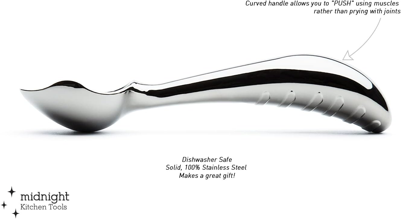 Midnight Scoop - Ergonomic Stainless Steel Ice Cream Scoop | Heavy-Duty, Easy-to-Use, and Dishwasher-Safe | Professional Grade, Handcrafted Design