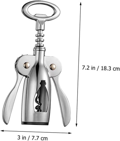 IMIKEYA Reusable Zinc Alloy Wing Corkscrew Wine Opener Cap Remover Manual Bottle Opener for Home Bar Picnic and Party Use