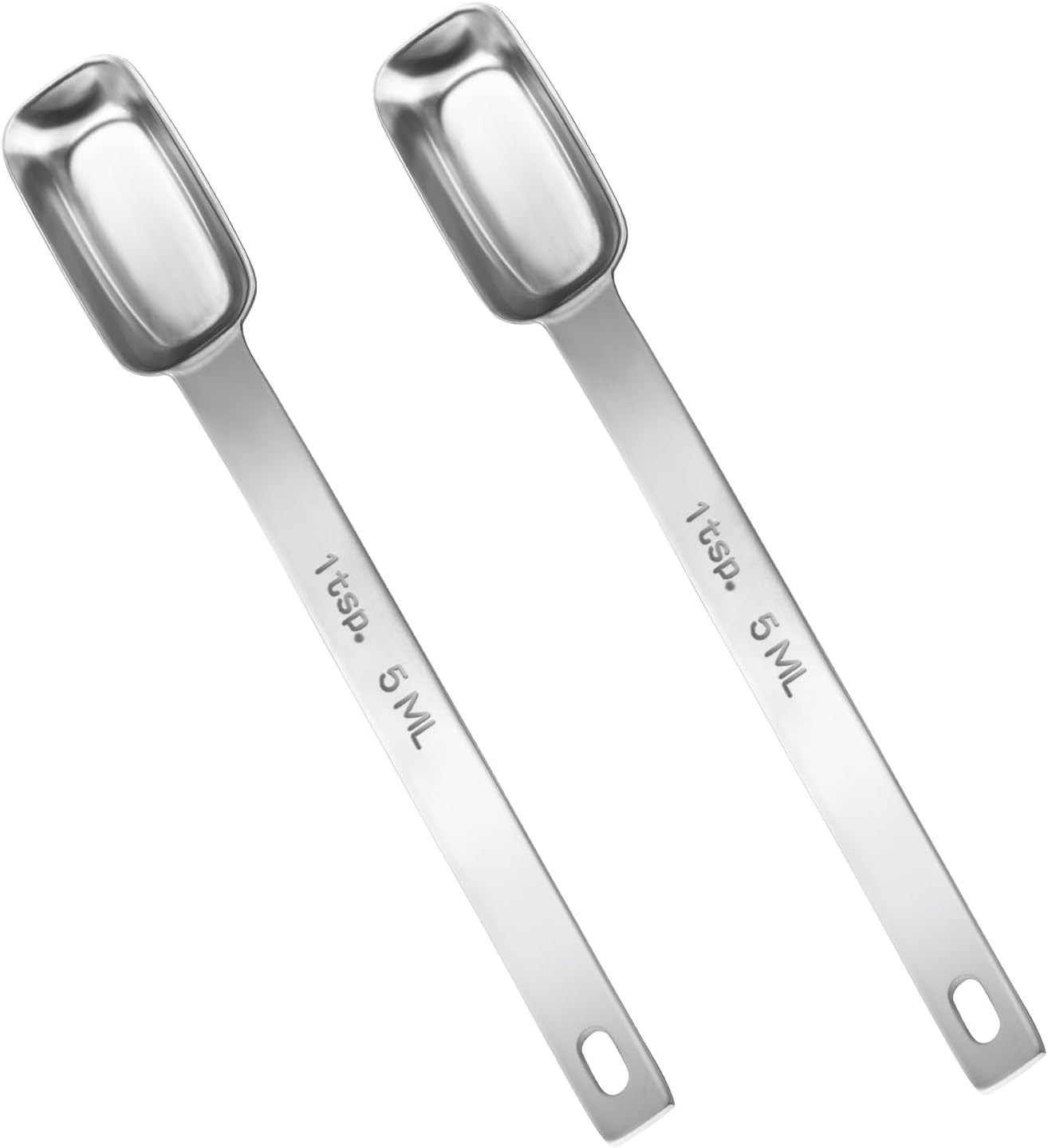 cobee 2 Pcs 1 Teaspoon Measuring Spoon, 1/3 Tbsp | 5 mL | 1/6 Oz, Stainless Steel Long Handle Scoop, Metal Measuring Spoon for Kitchen Cooking Baking Coffee Food Measuring