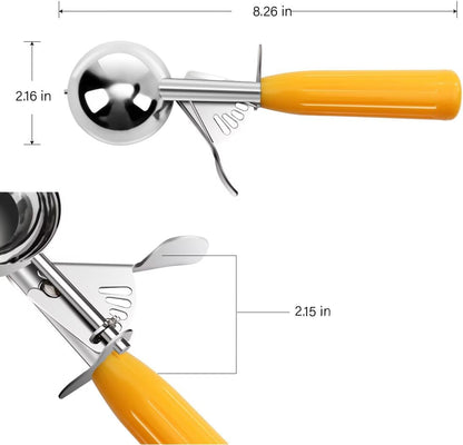 QUAL COOK Heavy Duty Stainless Steel Ice Cream Scoop 4 oz, Cookie Scoop with Trigger, Baking Scoop for Bakeries,Restaurants & Dessert Shops, #8, Grey