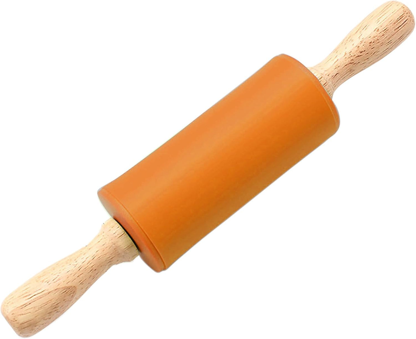 Silicone Rolling Pin, Green 9 Inch Pin with Wooden Rotatable Handle for Dough of Baking Bread, Cookie, Pizza (green, 9 inch)