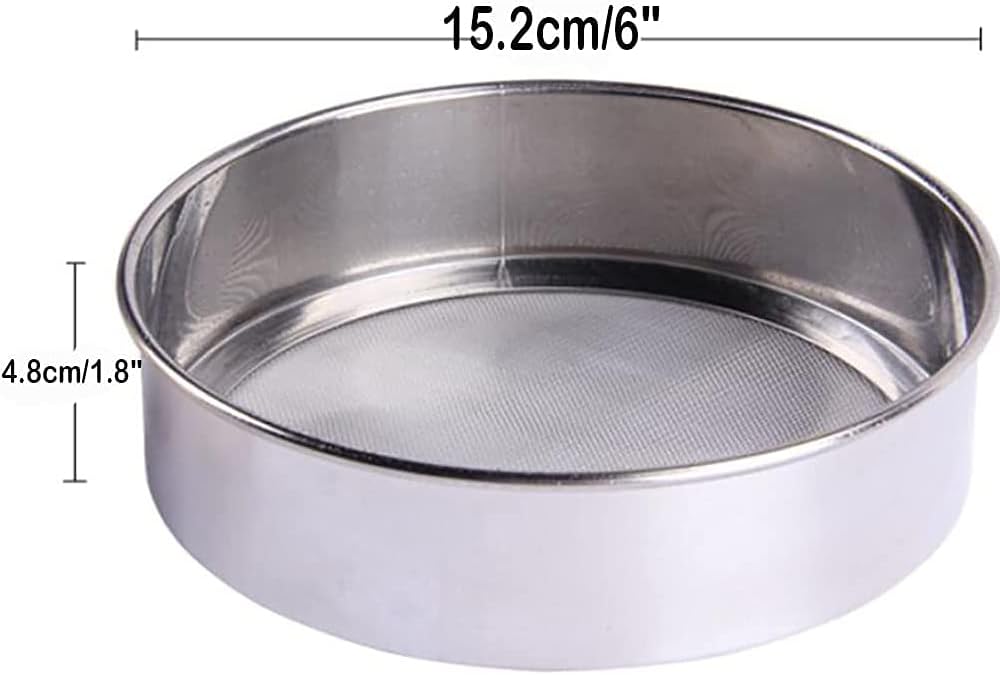 LOVEDAY 6 Inch Stainless Steel Round Flour Sieve with 40 Mesh (18/8 Steel)