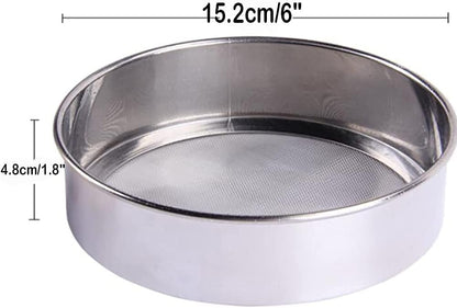 LOVEDAY 6 Inch Stainless Steel Round Flour Sieve with 40 Mesh (18/8 Steel)