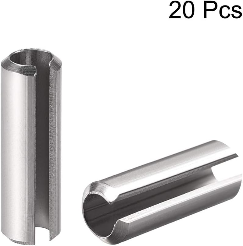 uxcell Slotted Spring Pin - M4 x 30mm 304 Stainless Steel Split Spring Roll Dowel Pins Plain Finish 20Pcs