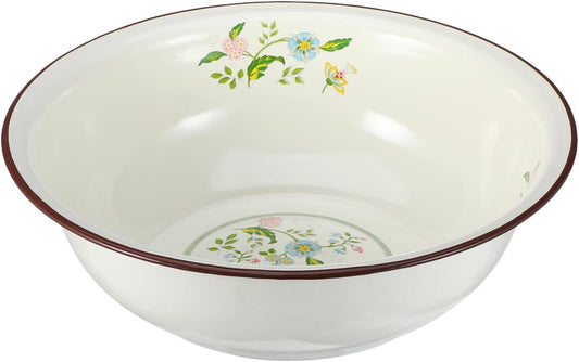 Enamel mixing bowls Vintage Enamelware Washing Basin Kitchen Bowl Porcelain Egg Beating Bowl Plate Dish for Fruit Salad Pasta Dinner Random Style