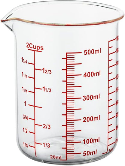 High Borosilicate Glass Measuring Cup-V-Shaped Spout，Glass Measuring Beaker for Kitchen or Restaurant, Easy to Read, 60 ML (2 Oz)-Pack of 2
