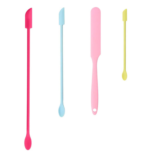 Mini Spatula Silicone Spatula Set, 4pcs Small Makeup Scrapers for Cosmetics, Reusable Beauty Tiny Tools, Thin Jar Scraper, Get Last of Makeup Out