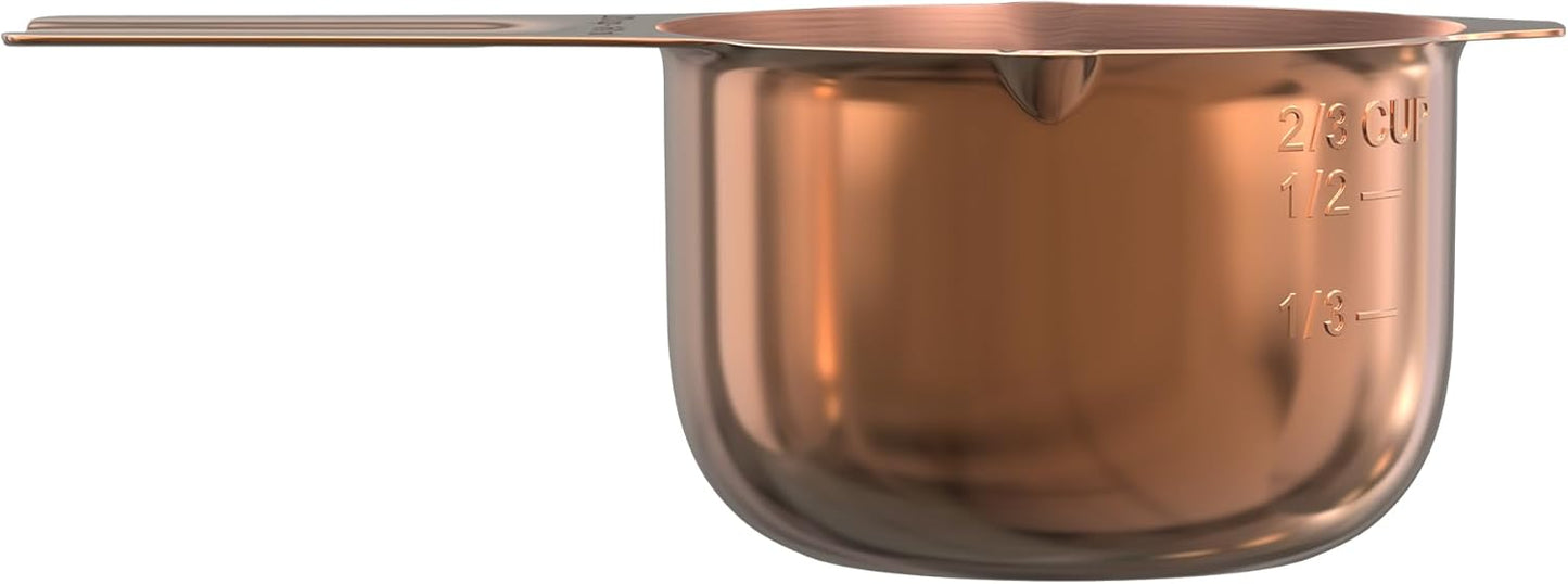 Color Up 2 Cup Measuring Cup, 480ml Stainless Steel Metal, Easy-Pour Spouts, Engraved Markings, Flat Base, Dishwasher Safe, for Dry and Liquid Ingredients