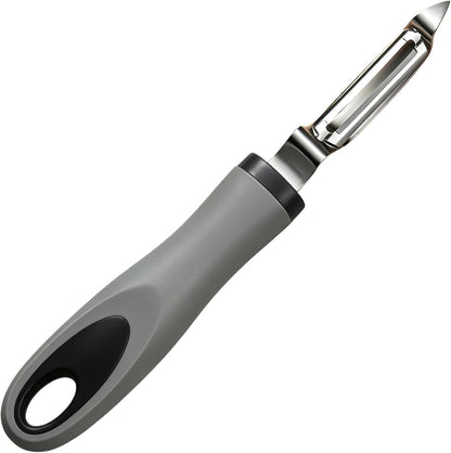Vegetable Peeler, Stainless Steel Swivel Fruit Peeler with Ergonomic Non-Slip Handle, Built-in Eye Remover, Dishwasher Safe Kitchen Peeler for Potatoes, Carrots, Apples (Black)
