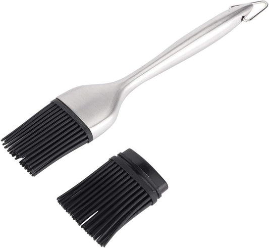 Basting Brush, Grilling BBQ Baking, Pastry and Oil, 8 Inch Stainless Steel Handle Brushes with Back up Silicone Brush Heads for Kitchen Cooking & Marinating, Dishwasher