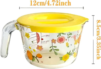 Borosilicate Glass Wet and Dry Measuring Cup with Oversized Measurements, Clear，500 ml, Safe to Use in Microwave and Freezer, Oven and Dishwasher Safe(2-Cup,500ml)