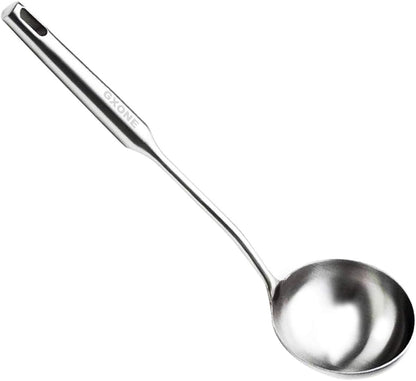 Slotted Spoon,304 Stainless Steel Skimmer Spoon with Heat Resistant Wooden Handle,Silver/15.8Inch