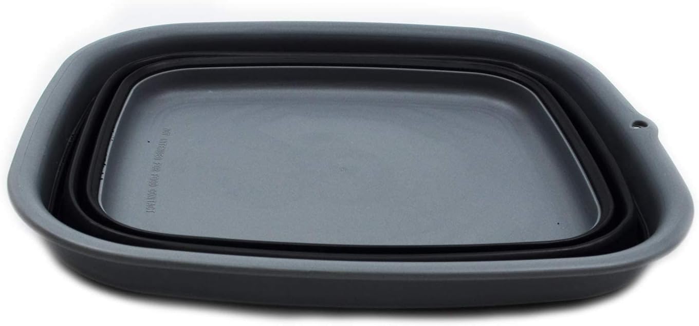 SAMMART 9.45L (2.5 Gallon) Collapsible Tub - Foldable Dish Tub - Portable Washing Basin - Space Saving Plastic Washtub (Grey, M)