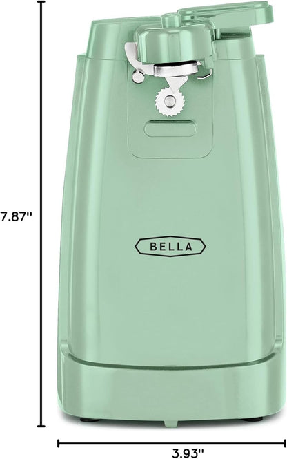bella Electric Can Opener and Knife Sharpener, Removable Cutting Lever, Cord Storage, Stainless Steel Blade, Sage