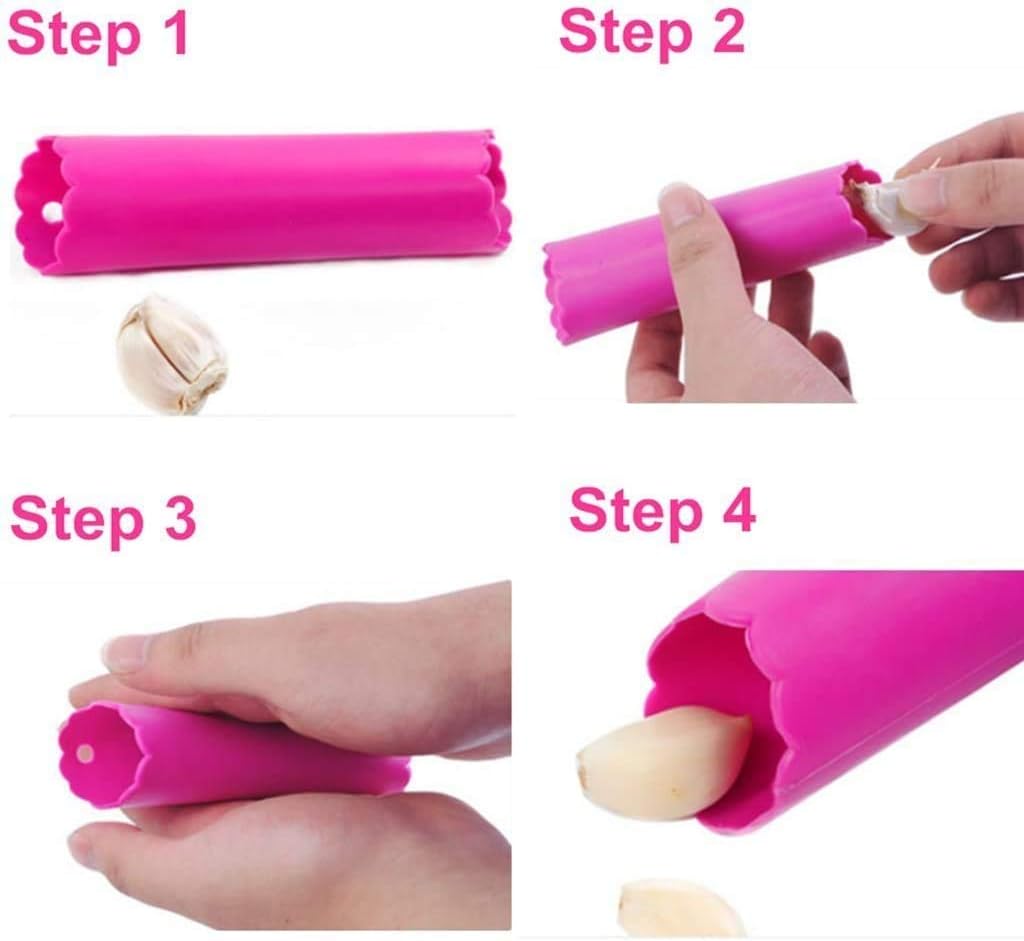 Fu Store Garlic Press 304 Stainless Steel Garlic Rocker Mincer Food Grade with Silicone Peeler Garlics, Color Random Peeler