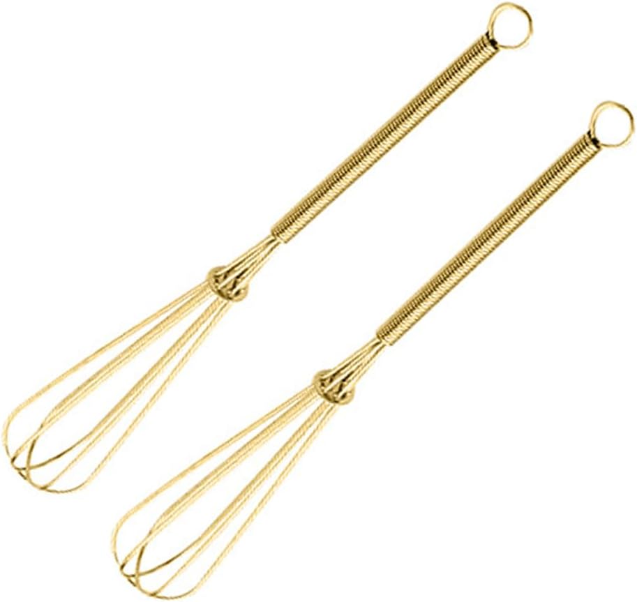 Stainless Steel Mini Whisk 2 Pcs, Small Wire Whisks Set with Wooden Handle, Kitchen Egg Beater Mini Hand Mixer for Cooking, 7.8inch