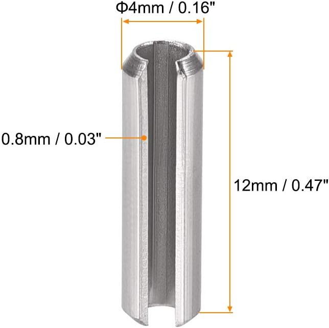 uxcell Slotted Spring Pin - M4 x 30mm 304 Stainless Steel Split Spring Roll Dowel Pins Plain Finish 20Pcs