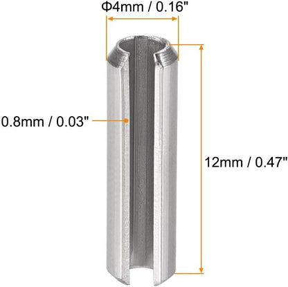 uxcell Slotted Spring Pin - M4 x 30mm 304 Stainless Steel Split Spring Roll Dowel Pins Plain Finish 20Pcs