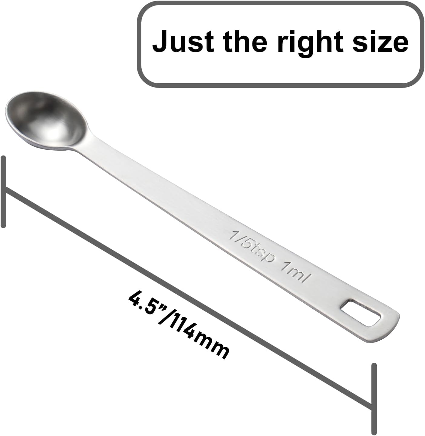 2PCS 1/4 Teaspoon(1/4tsp, 1.25 ml, Tad) Single Tiny Measuring Spoon, Small Individual Stainless Steel Measure Spoons Only