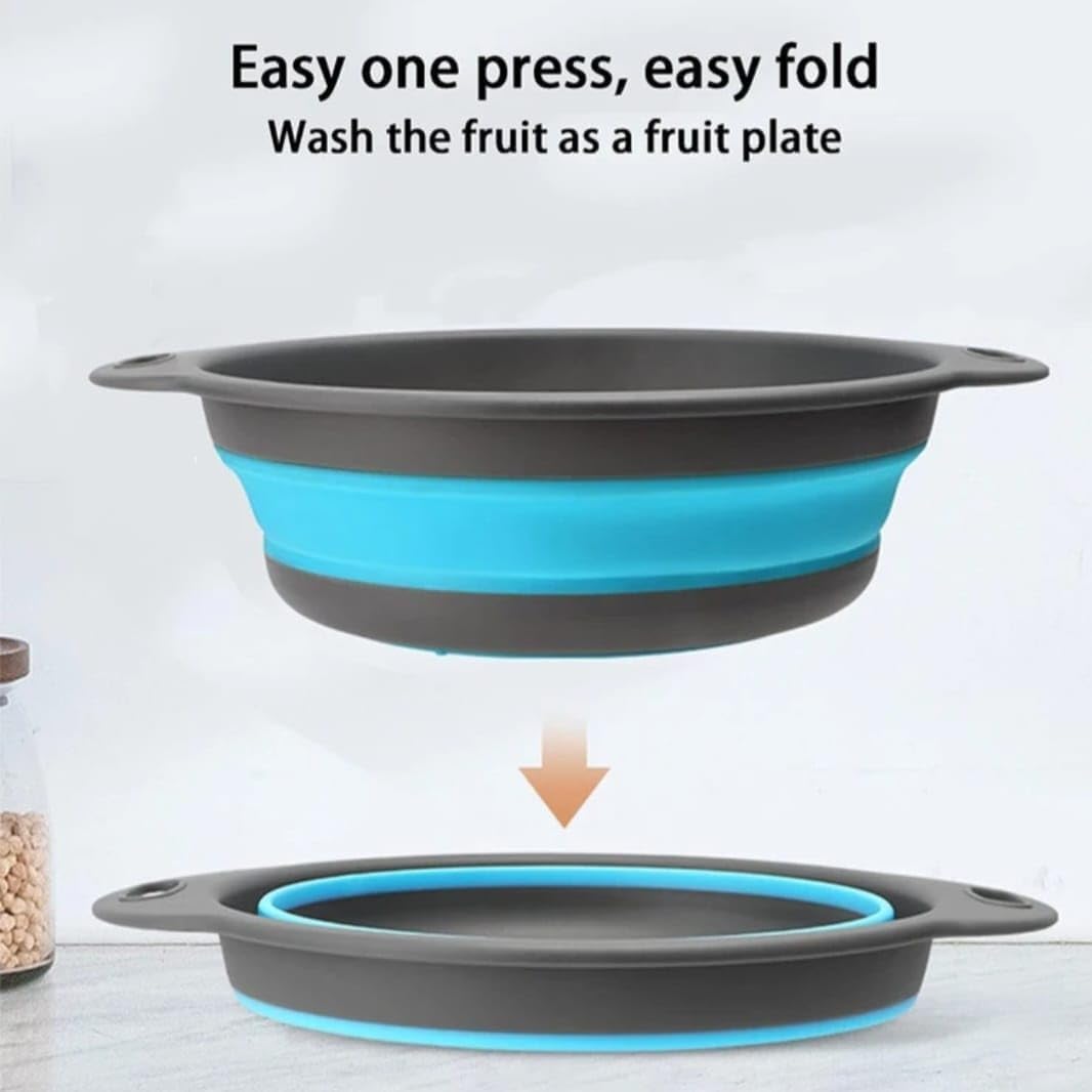 Collapsible Silicone Colander Set of 2 (Large & Small) (Green)