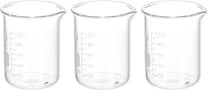 PATIKIL 3Pcs 10ml Low Form Glass Beaker, 3.3 Borosilicate Glass Graduated Printed Scale Measuring Cups with Spout for Kitchen Lab Liquids