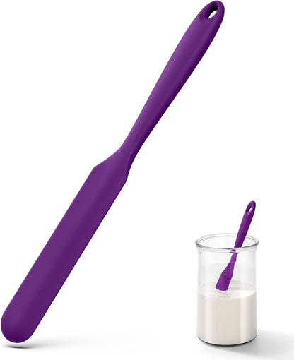 U-Taste Skinny Silicone Jar Spatula: 600ºF Heat-Resistant Food-Grade 10in Long Narrow Sourdough Stirring Stick, Seamless Flexible Peanut Butter Spreader for Scraping Icing Bread Cream, Jam (Aqua Sky)