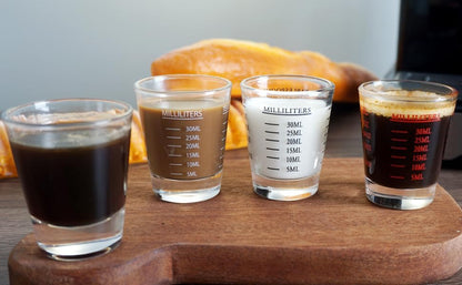 Shot Glasses Measuring cup Liquid Heavy Wine Glass Espresso Shot Glass 26-Incremental Measurement 1oz, 6 Tsp, 2 Tbs, 30ml (2 pack-black 30ml)