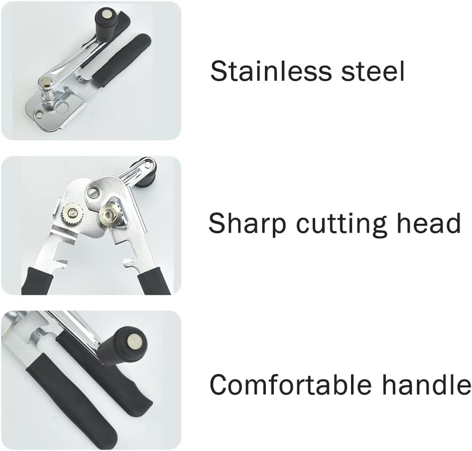 Commercial Can Opener,Heavy Duty Hand Crank Can Opener,Stainless Steel Manual Can Opener,Durable Bottle Opener,Handheld Can Opener for Kitchen,Camping,Picnic,Bar,Restaurant