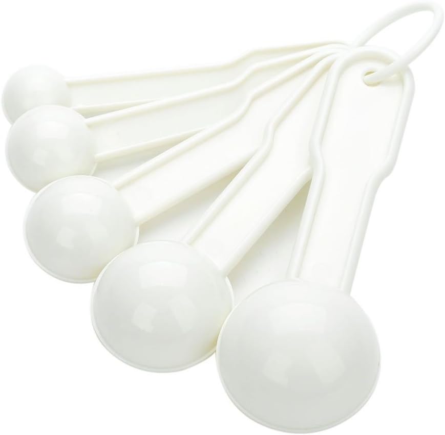 5 in 1 White Plastic 1g 2.5g 5g 10g 15g Measuring Spoons Set Kitchen Baking Tools