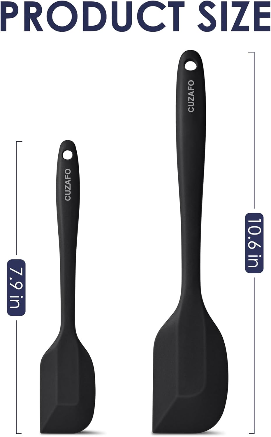BPA Free Heat Resistant 600℉ Silicone Spatula, Turner Mixing Spatulas set Dishwasher Safe for Nonstick Cookware, Classic Blue