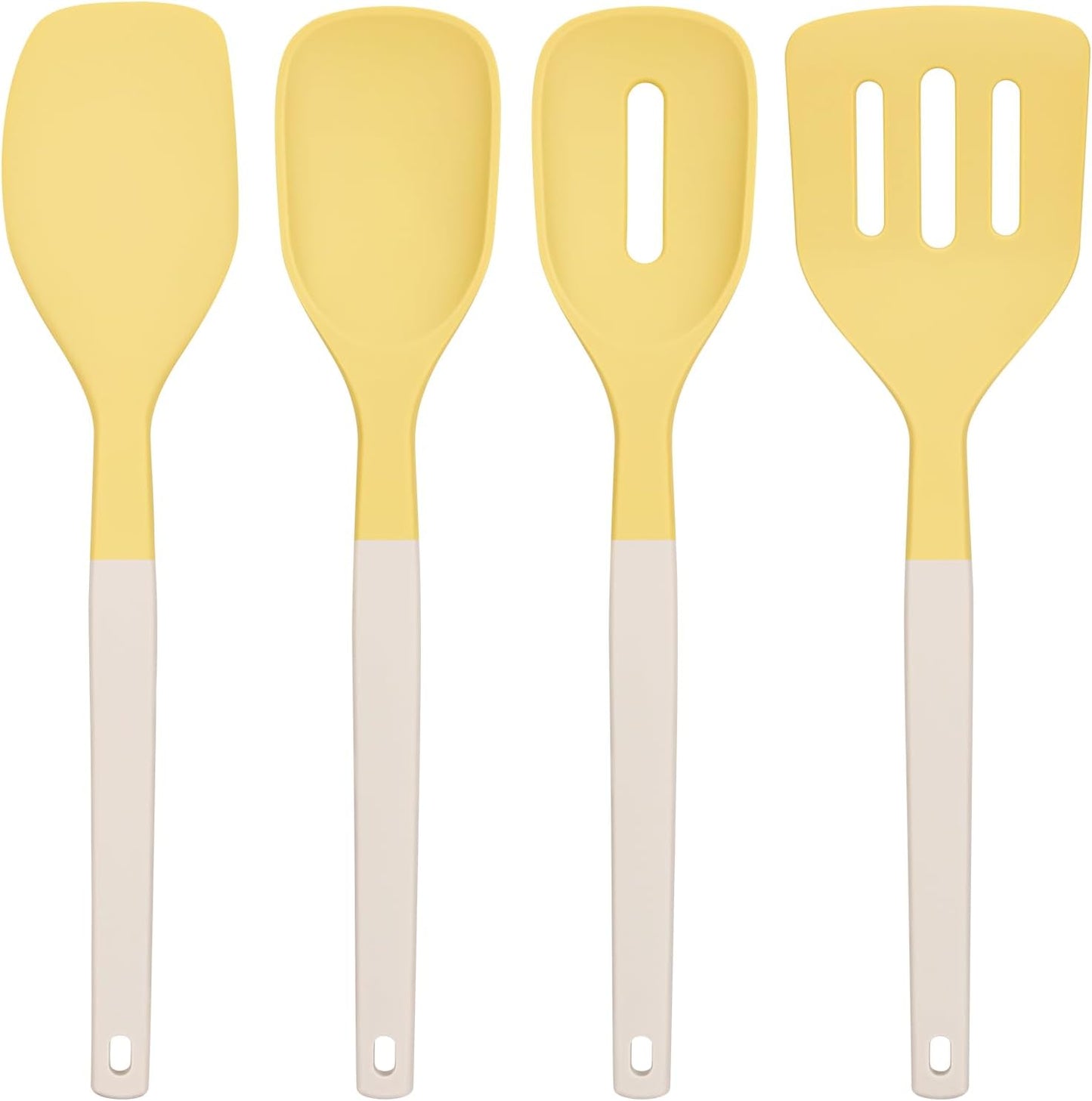 4Pcs Silicone Spatula Set, Food Grade Rubber Spatula, Two Color Upgrade Strong Handle with Ergonomic Grip, 600°F Heat Resistant Silicone Spatula Turner Spoon for Nonstick Cooking