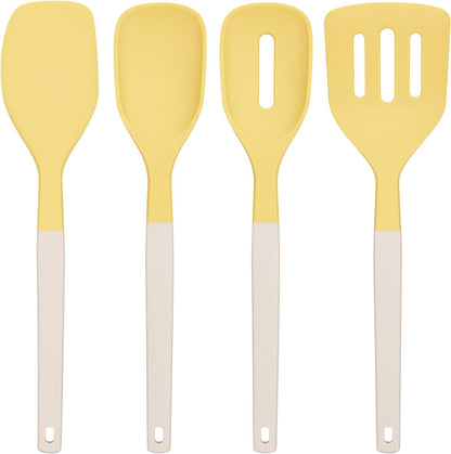 4Pcs Silicone Spatula Set, Food Grade Rubber Spatula, Two Color Upgrade Strong Handle with Ergonomic Grip, 600°F Heat Resistant Silicone Spatula Turner Spoon for Nonstick Cooking