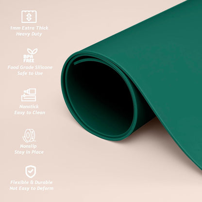 Extra Large Silicone Mat 36" x 24" Place Mats, Heat Resistant Mat for Kitchen Countertop Protector, Thick Placemats Washable Silicone Mats for Kitchen Counter Mat Dining Table Mat, Grey, Sapid