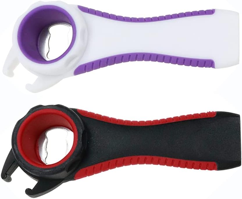 2 pack 5-in-1 Multi Function Plastic Grip Bottle Opener- Easily Opens Twist Caps, Bottle Caps, Canning Lids and Can Tabs (White)