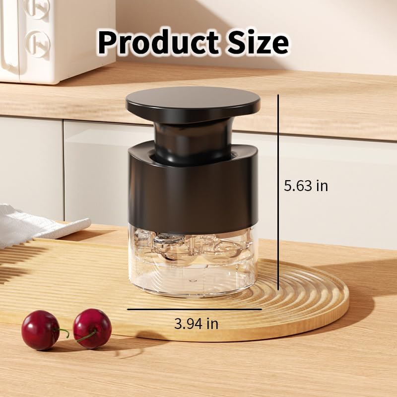 Cherry Pitter Tool, Multi Cherry Seed Remover Pits 7 Cherries at Once, Food-Grade Cherry Core Remover with Splash Guard Container, for Jam, Dessert, Baking (White)