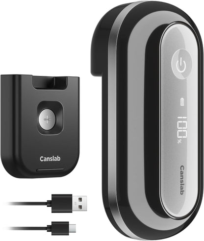 Canslab RETRO Electric Can Opener, Auto-Stop One-Touch Operation, USB Rechargeable with LED Battery Track, Side Cut Smooth Edge Can Opener for Seniors with Arthritis, Wall-Mountable Small Size, Black