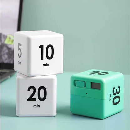 Feilifan Cube Timer, Productivity Cube Rotating Timer for Kitchen Studying Workout Classroom Kids ADHD 1-3-5-10 Minute Preset, White