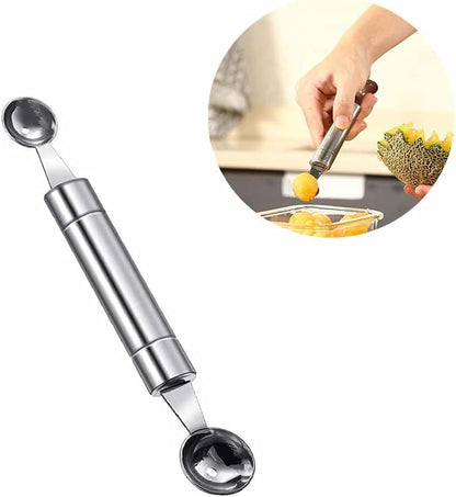 Double-Sided Fruit Melon Baller Spoon, 2 in 1 Stainless Steel Scoop Cutter 20cm